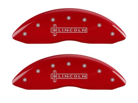 MGP 4 Caliper Covers Engraved Front Lincoln Engraved Rear MKS Red finish silver ch For Discount