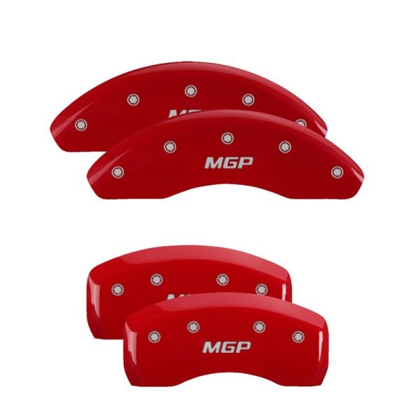 MGP 4 Caliper Covers Engraved Front & Rear MGP Red Finish Silver Characters 2017 Kia Optima For Discount