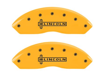 MGP 4 Caliper Covers Engraved Fr Lincoln Rr Star Logo Yellow Finish Blk Char 2002 Lincoln Blackwood For Sale