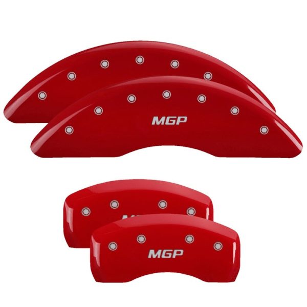 MGP 4 Caliper Covers Engraved Front & Rear MGP Red Finish Silver Characters 2017 Kia Sportage For Cheap