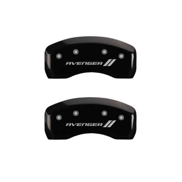 MGP 4 Caliper Covers Engraved Front & Rear With stripes Avenger Black finish silver ch on Sale