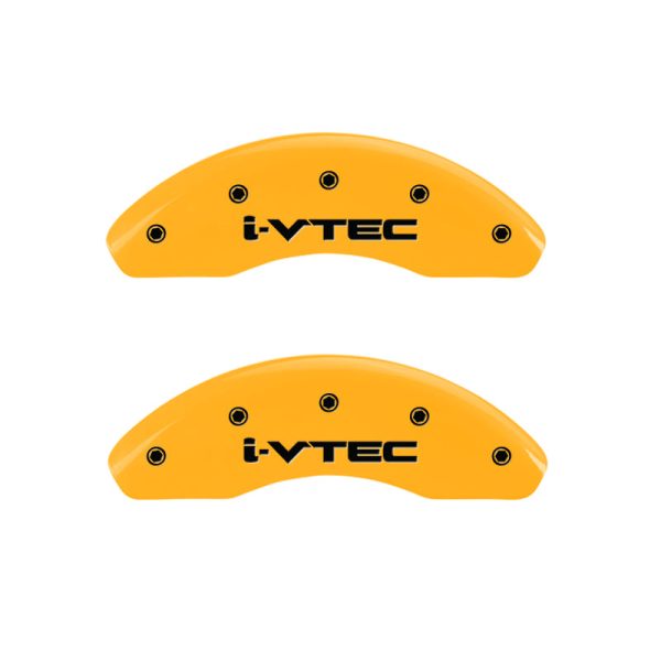 MGP 4 Caliper Covers Engraved Front & Rear I-Vtec Yellow Finish Black Char 2005 Honda Accord For Discount