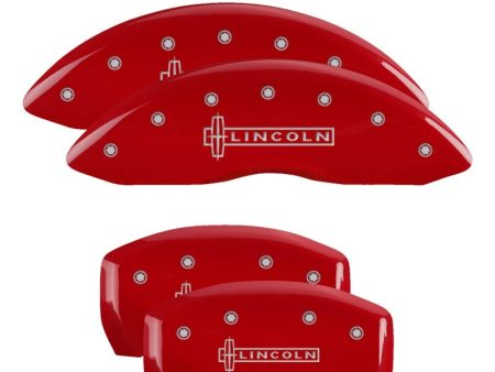 MGP 4 Caliper Covers Engraved Front & Rear Lincoln Red finish silver ch Cheap