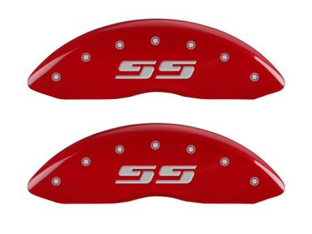 MGP 2 Caliper Covers Eng Front Silverado SS Red Finish Sil Char 2010 Chevy Silverado 1500 on Sale