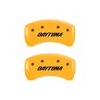 MGP 4 Caliper Covers Engraved Front & Rear Daytona Yellow finish black ch For Cheap