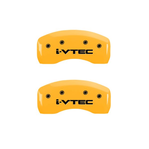 MGP 4 Caliper Covers Engraved Front & Rear I-Vtec Yellow Finish Black Char 2005 Honda Accord For Discount