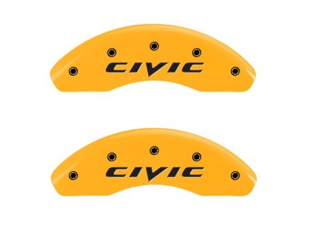 MGP 2 Caliper Covers Engraved Front 2015 Civic Yellow Finish Black Char 2011 Honda Civic For Discount