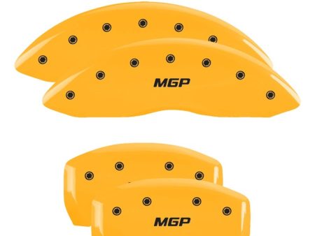 MGP 4 Caliper Covers Engraved Front & Rear MGP Yellow finish black ch For Sale