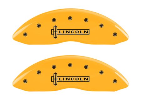 MGP 4 Caliper Covers Engraved Front Lincoln Engraved Rear MKS Yellow finish black ch Sale