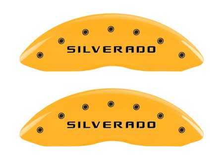 MGP 2 Caliper Covers Eng Front Silverado Yellow Finish Blk Char 05 Chevy Silverado 1500 Supply