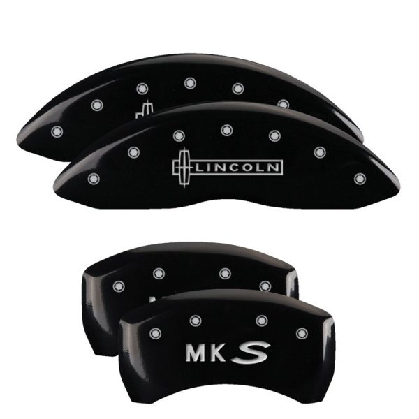 MGP 4 Caliper Covers Engraved Front Lincoln Engraved Rear MKS Black finish silver ch Online