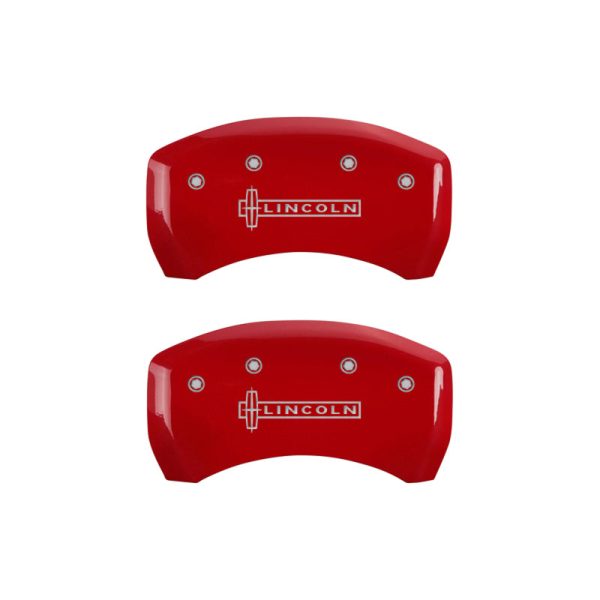 MGP 4 Caliper Covers Engraved Front & Rear Lincoln Red finish silver ch Cheap