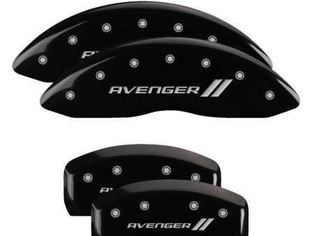 MGP 4 Caliper Covers Engraved Front & Rear With stripes Avenger Black finish silver ch on Sale