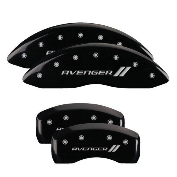 MGP 4 Caliper Covers Engraved Front & Rear With stripes Avenger Black finish silver ch on Sale