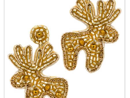 All gold beaded deer earrings Online now