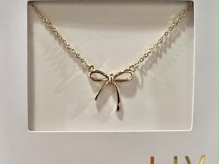 14K gold dipped simple bow pendant necklace Cheap