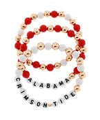 three row beaded Alabama lettered bracelet set on Sale