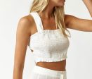 Smocked crop with cross back tie Online Sale