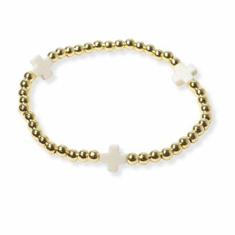 3 cross stainless steel beaded ball bracelet Discount