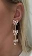 3 Crystal bows on a strand drop earrings Hot on Sale