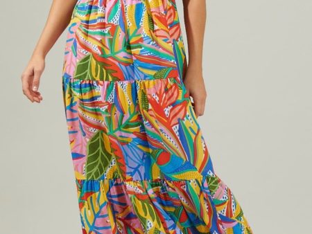 Abstract Smocked one shoulder Maxi Online Hot Sale