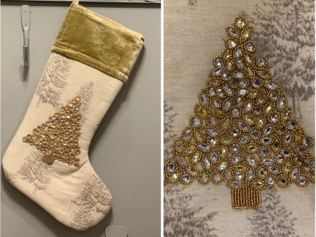 gold and silver jeweled tree stocking For Discount