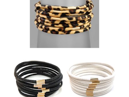 Thin leather wrapped bangles Discount