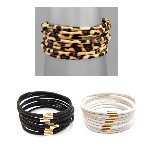 Thin leather wrapped bangles Discount