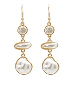 3 gold cased abstract pearl dangle Online Hot Sale