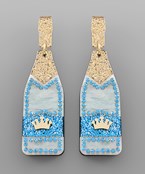 Acrylic crown champagne bottle earrings Online Sale