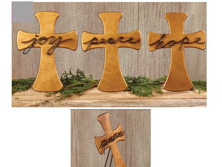 Gold tin cross easels Online now