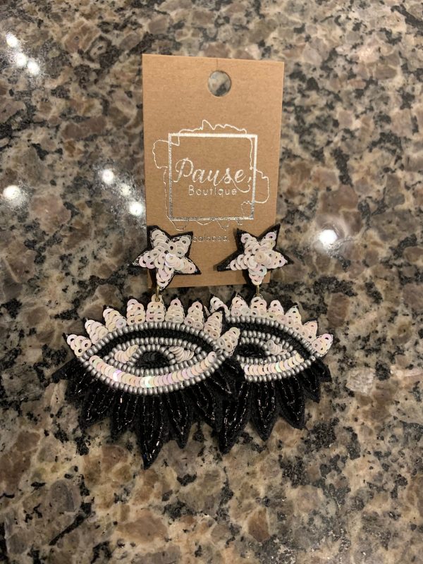 sequin black and white Eyes Discount