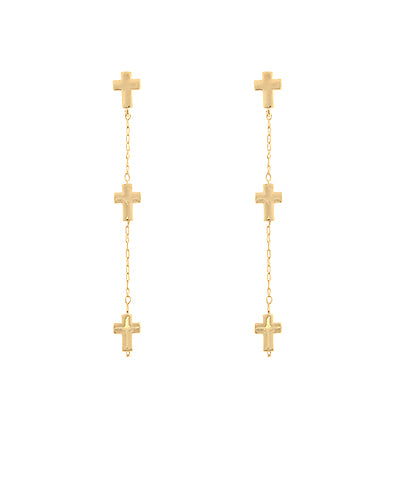 3 cross linear drop earrings For Cheap